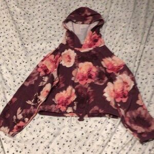Old Navy Pink and Brown Floral Hoodie